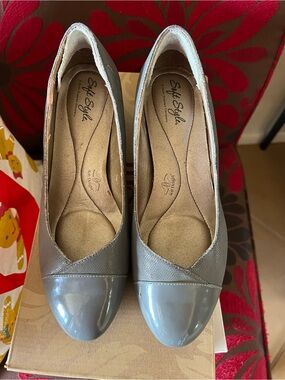 Soft Style Gray Wedge Pumps